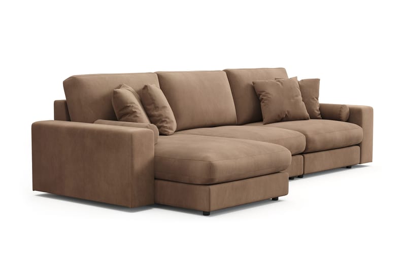 Adelsö by Gynning 5-seter Vendbar L-formet Dyp Divansofa i Manchester - Brun - Møbler - Sofaer - Sofaer med sjeselong