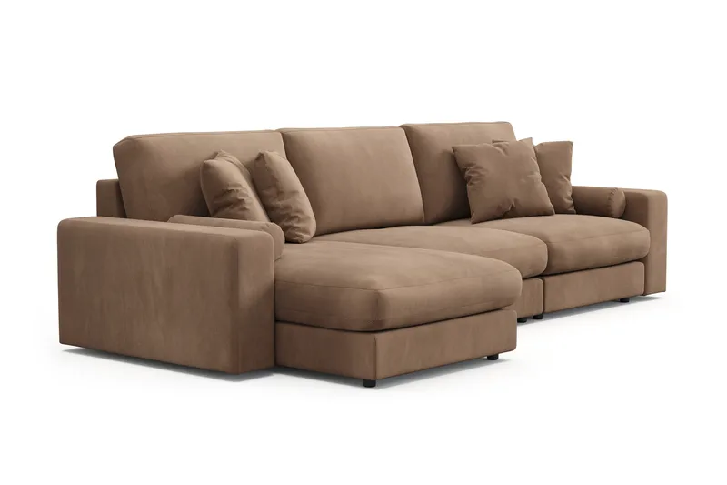 Adelsö by Gynning 5-seter Vendbar L-formet Dyp Divansofa i Manchester - Brun - Møbler - Sofaer - Sofaer med sjeselong