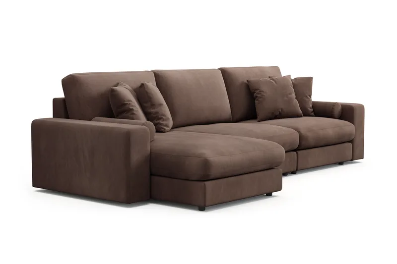 Adelsö by Gynning 5-seter Vendbar L-formet Dyp Divansofa i Manchester - Brun - Møbler - Sofaer - Sofaer med sjeselong