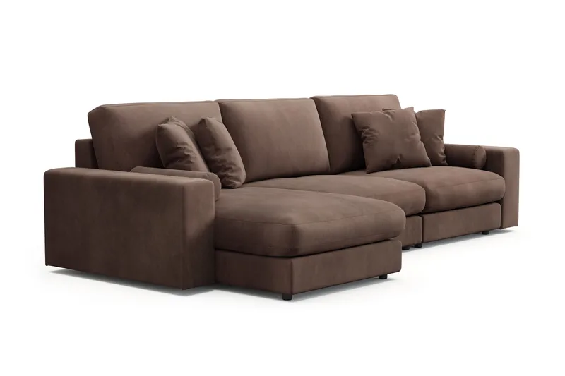 Adelsö by Gynning 5-seter Vendbar L-formet Dyp Divansofa i Manchester - Brun - Møbler - Sofaer - Sofaer med sjeselong