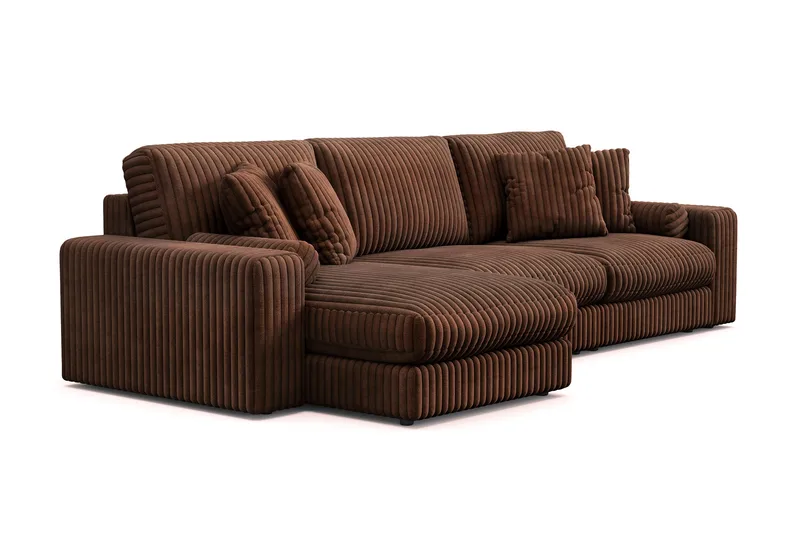 Adelsö by Gynning 5-seter Vendbar L-formet Dyp Divansofa i Manchester - Mørkebrun - Møbler - Sofaer - Sofaer med sjeselong