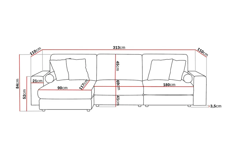 Adelsö by Gynning 5-seter Vendbar L-formet Dyp Divansofa i Manchester - Mørkebrun - Møbler - Sofaer - Sofaer med sjeselong
