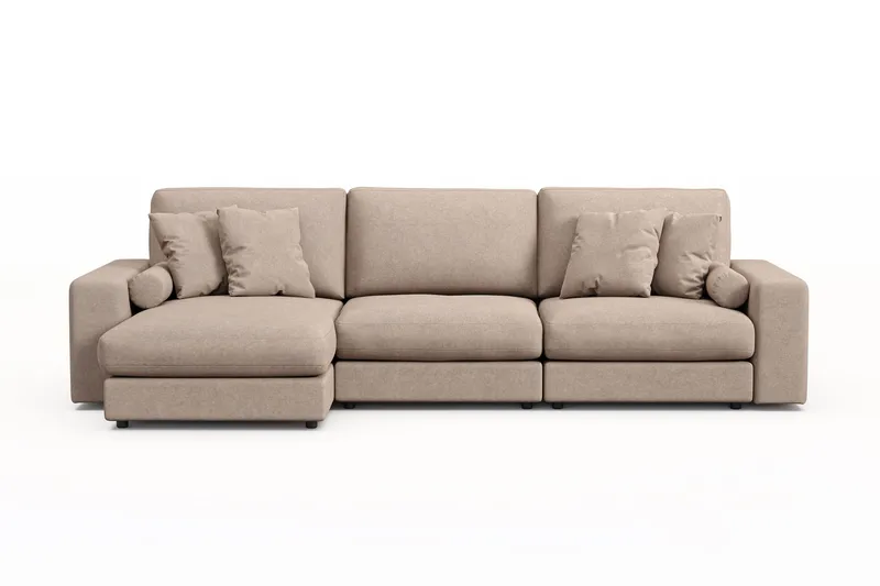 Adelsö by Gynning 5-seter Vendbar L-formet Dyp Divansofa i stoff, Beige