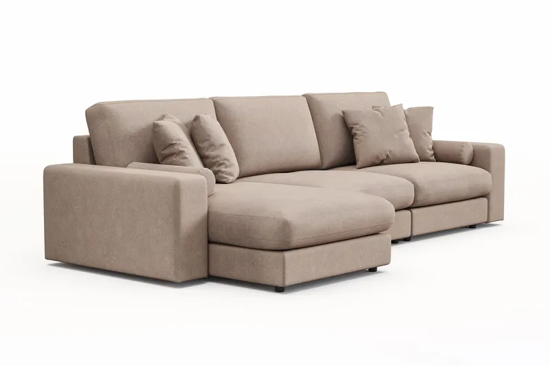 Adelsö by Gynning 5-seter Vendbar L-formet Dyp Divansofa i stoff - Beige - Møbler - Sofaer - Sofaer med sjeselong
