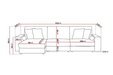 Adelsö by Gynning 5-seter Vendbar L-formet Dyp Divansofa i stoff - Brun - Møbler - Sofaer - Sofaer med sjeselong