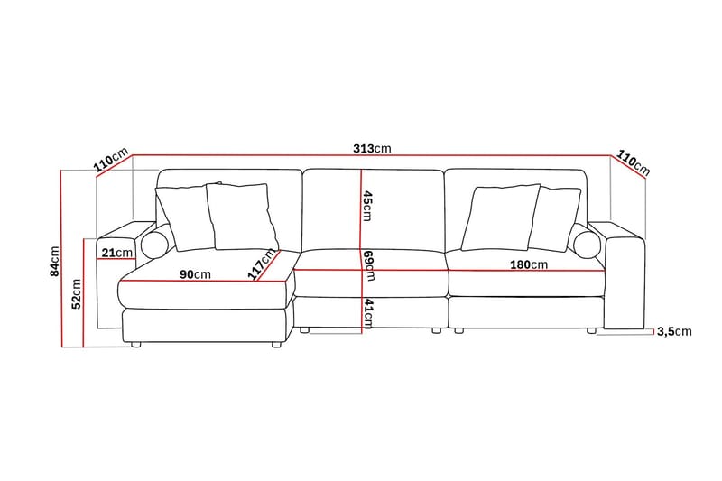 Adelsö by Gynning 5-seter Vendbar L-formet Dyp Divansofa i stoff - Brun - Møbler - Sofaer - Sofaer med sjeselong