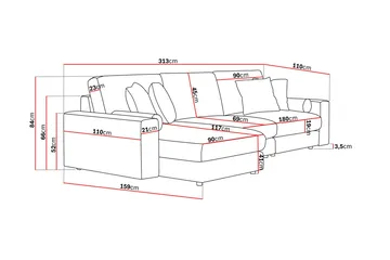 Adelsö by Gynning 5-seter Vendbar L-formet Dyp Divansofa i stoff - Brun - Møbler - Sofaer - Sofaer med sjeselong