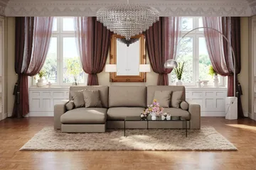 Adelsö by Gynning 5-seter Vendbar L-formet Dyp Divansofa i stoff - Brun - Møbler - Sofaer - Sofaer med sjeselong