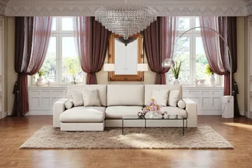 Adelsö by Gynning 5-seter Vendbar L-formet Dyp Divansofa i stoff - Lys beige - Møbler - Sofaer - Sofaer med sjeselong