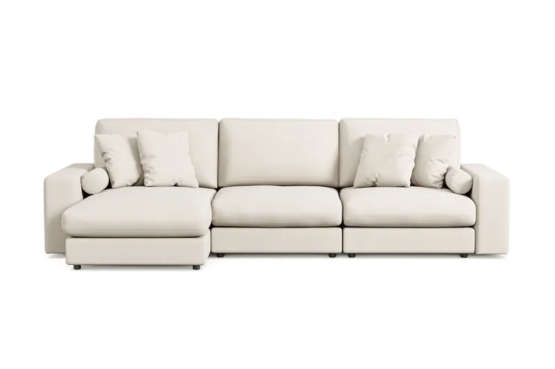 Adelsö by Gynning 5-seter Vendbar L-formet Dyp Divansofa i stoff, Lys beige