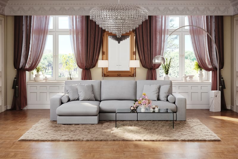 Adelsö by Gynning 5-seter Vendbar L-formet Dyp Divansofa i stoff - Lysegrå - Møbler - Sofaer - Sofaer med sjeselong