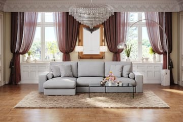 Adelsö by Gynning 5-seter Vendbar L-formet Dyp Divansofa i stoff - Lysegrå - Møbler - Sofaer - Sofaer med sjeselong