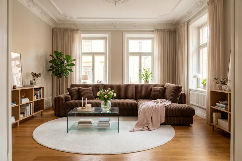 Adelsö by Gynning 5-seters Høyrevendt Dyp Sofa med Divan i Manchester - Mørkebrun - Møbler - Sofaer - Sofaer med sjeselong