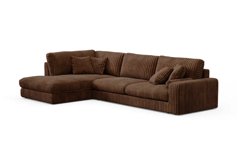 Adelsö by Gynning 5-seters Venstrevendt Dyp Sofa med Divan i Manchester - Mørkebrun - Møbler - Sofaer - Sofaer med sjeselong