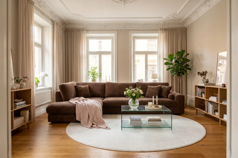 Adelsö by Gynning 5-seters Venstrevendt Dyp Sofa med Divan i Manchester - Mørkebrun - Møbler - Sofaer - Sofaer med sjeselong