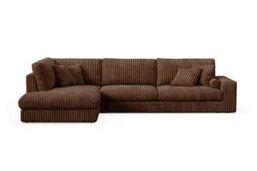 Adelsö by Gynning 5-seters Venstrevendt Dyp Sofa med Divan i Manchester - Mørkebrun - Møbler - Sofaer - Sofaer med sjeselong