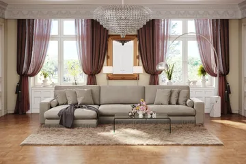 Adelsö by Gynning 6-seter Vendbar L-formet Dyp Divansofa i fløyel - Beige - Møbler - Sofaer - Fløyelssofaer