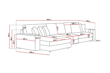 Adelsö by Gynning 6-seter Vendbar L-formet Dyp Divansofa i fløyel - Mørkegrå - Møbler - Sofaer - Fløyelssofaer