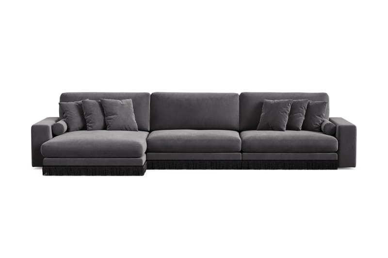 Adelsö by Gynning 6-seter Vendbar L-formet Dyp Divansofa i fløyel, Mørkegrå
