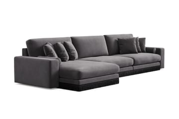 Adelsö by Gynning 6-seter Vendbar L-formet Dyp Divansofa i fløyel - Mørkegrå - Møbler - Sofaer - Fløyelssofaer