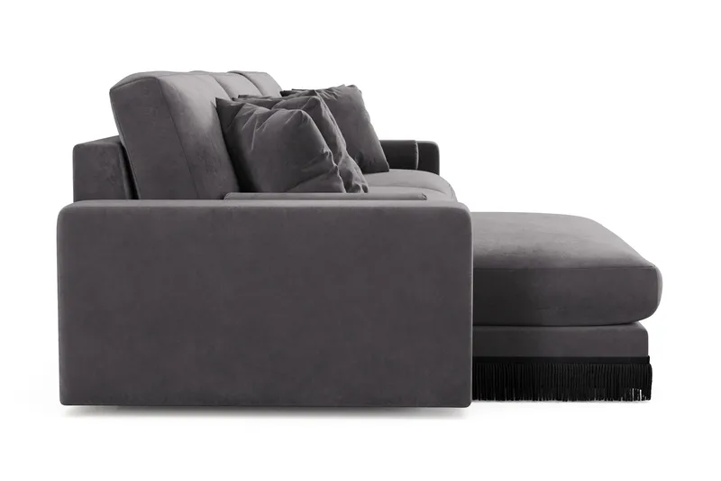 Adelsö by Gynning 6-seter Vendbar L-formet Dyp Divansofa i fløyel - Mørkegrå - Møbler - Sofaer - Fløyelssofaer