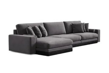 Adelsö by Gynning 6-seter Vendbar L-formet Dyp Divansofa i fløyel - Mørkegrå - Møbler - Sofaer - Fløyelssofaer
