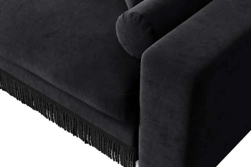 Adelsö by Gynning 6-seter Vendbar L-formet Dyp Divansofa i fløyel - Svart - Møbler - Sofaer - Fløyelssofaer