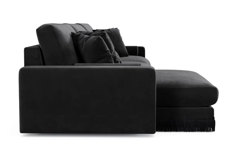 Adelsö by Gynning 6-seter Vendbar L-formet Dyp Divansofa i fløyel - Svart - Møbler - Sofaer - Fløyelssofaer