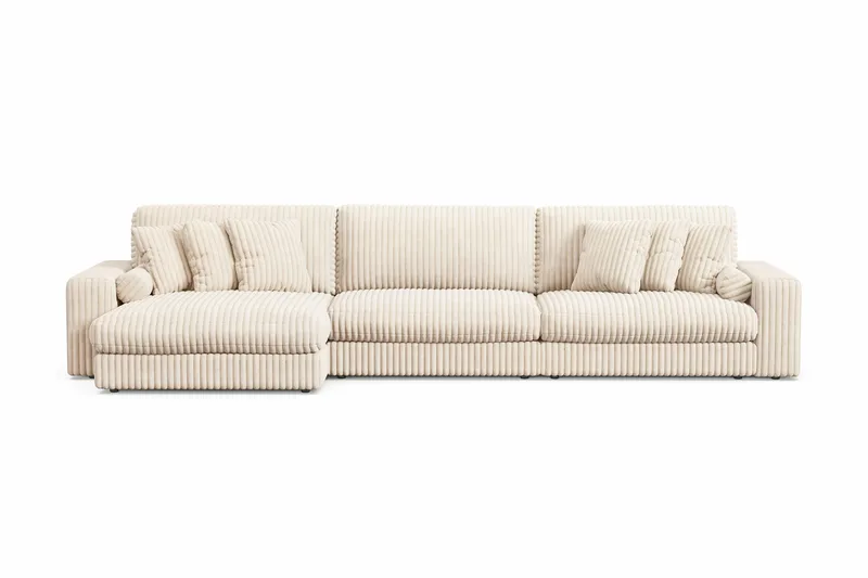 Adelsö by Gynning 6-seter Vendbar L-formet Dyp Divansofa i Manchester - Beige - Møbler - Sofaer - Sofaer med sjeselong