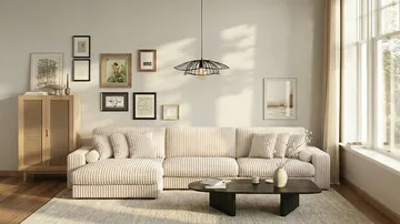 Adelsö by Gynning 6-seter Vendbar L-formet Dyp Divansofa i Manchester - Beige - Møbler - Sofaer - Sofaer med sjeselong