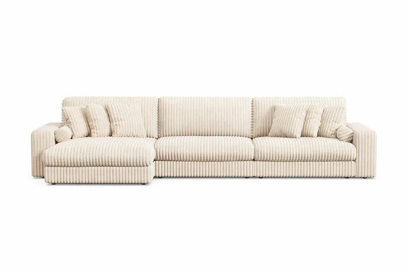 Adelsö by Gynning 6-seter Vendbar L-formet Dyp Divansofa i Manchester - Beige - Møbler - Sofaer - Sofaer med sjeselong