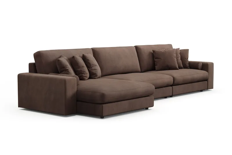 Adelsö by Gynning 6-seter Vendbar L-formet Dyp Divansofa i Manchester - Brun - Møbler - Sofaer - Sofaer med sjeselong