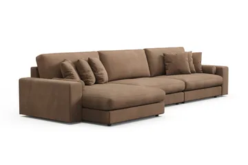 Adelsö by Gynning 6-seter Vendbar L-formet Dyp Divansofa i Manchester - Brun - Møbler - Sofaer - Sofaer med sjeselong