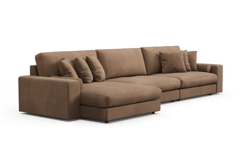 Adelsö by Gynning 6-seter Vendbar L-formet Dyp Divansofa i Manchester - Brun - Møbler - Sofaer - Sofaer med sjeselong