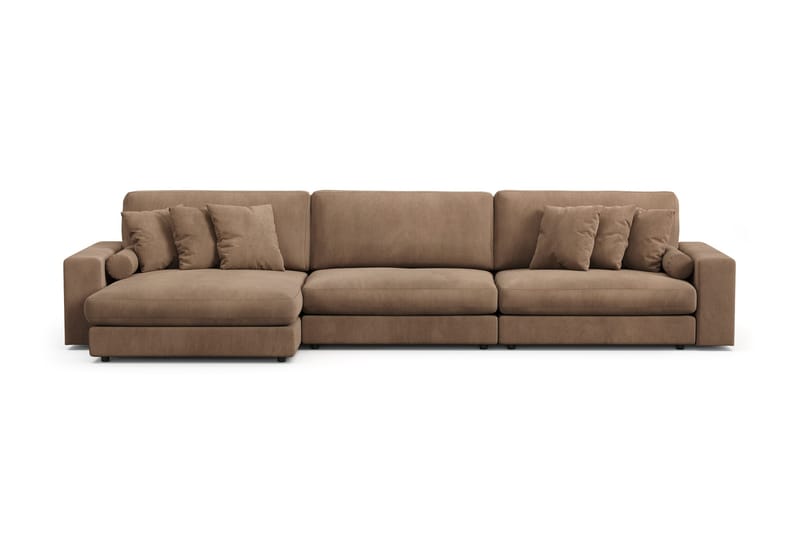 Adelsö by Gynning 6-seter Vendbar L-formet Dyp Divansofa i Manchester - Brun - Møbler - Sofaer - Sofaer med sjeselong
