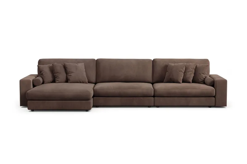 Adelsö by Gynning 6-seter Vendbar L-formet Dyp Divansofa i Manchester - Brun - Møbler - Sofaer - Sofaer med sjeselong