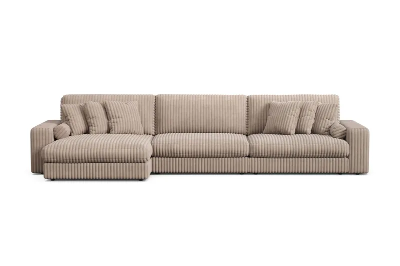 Adelsö by Gynning 6-seter Vendbar L-formet Dyp Divansofa i Manchester - Greige - Møbler - Sofaer - Sofaer med sjeselong
