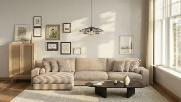 Adelsö by Gynning 6-seter Vendbar L-formet Dyp Divansofa i Manchester - Greige - Møbler - Sofaer - Sofaer med sjeselong