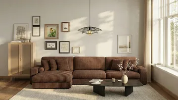 Adelsö by Gynning 6-seter Vendbar L-formet Dyp Divansofa i Manchester - Mørkebrun - Møbler - Sofaer - Sofaer med sjeselong