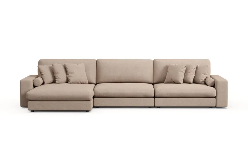 Adelsö by Gynning 6-seter Vendbar L-formet Dyp Divansofa i stoff - Beige - Møbler - Sofaer - Sofaer med sjeselong