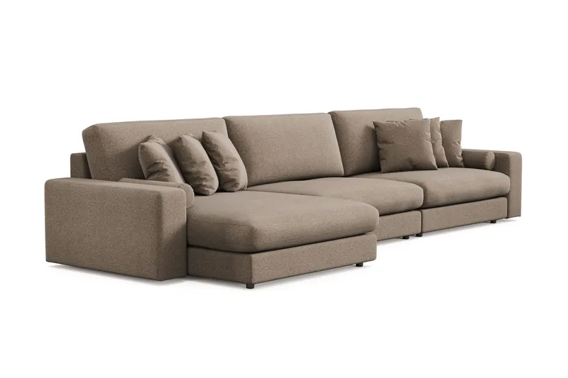 Adelsö by Gynning 6-seter Vendbar L-formet Dyp Divansofa i stoff - Brun - Møbler - Sofaer - Sofaer med sjeselong