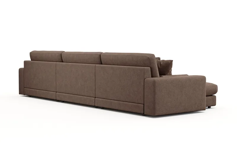 Adelsö by Gynning 6-seter Vendbar L-formet Dyp Divansofa i stoff - Brun - Møbler - Sofaer - Sofaer med sjeselong