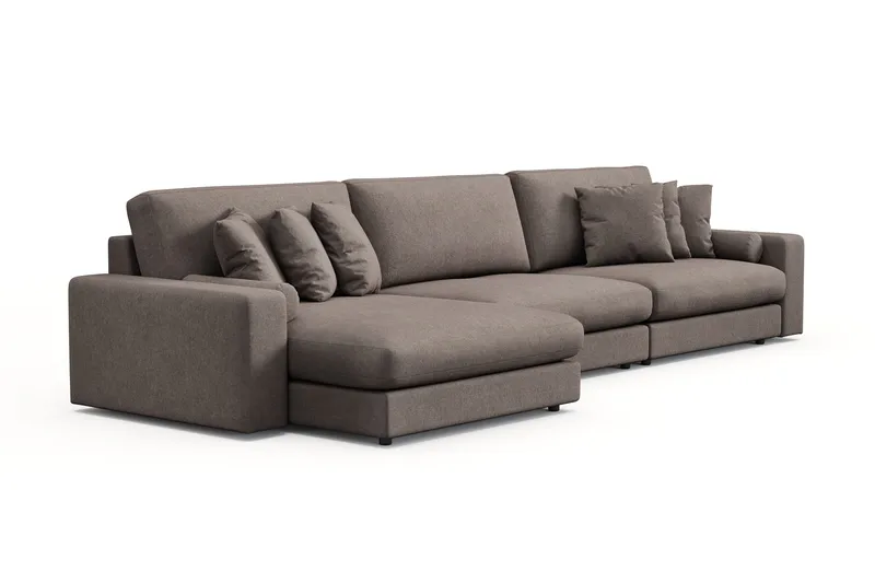 Adelsö by Gynning 6-seter Vendbar L-formet Dyp Divansofa i stoff - Brun - Møbler - Sofaer - Sofaer med sjeselong