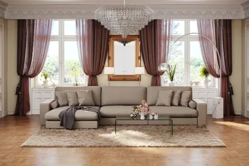 Adelsö by Gynning 6-seter Vendbar L-formet Dyp Divansofa i stoff - Brun - Møbler - Sofaer - Sofaer med sjeselong