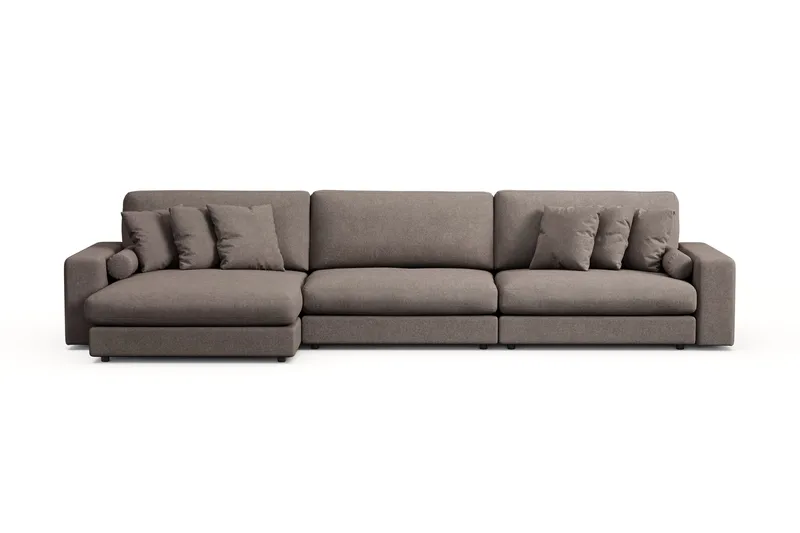 Adelsö by Gynning 6-seter Vendbar L-formet Dyp Divansofa i stoff - Brun - Møbler - Sofaer - Sofaer med sjeselong