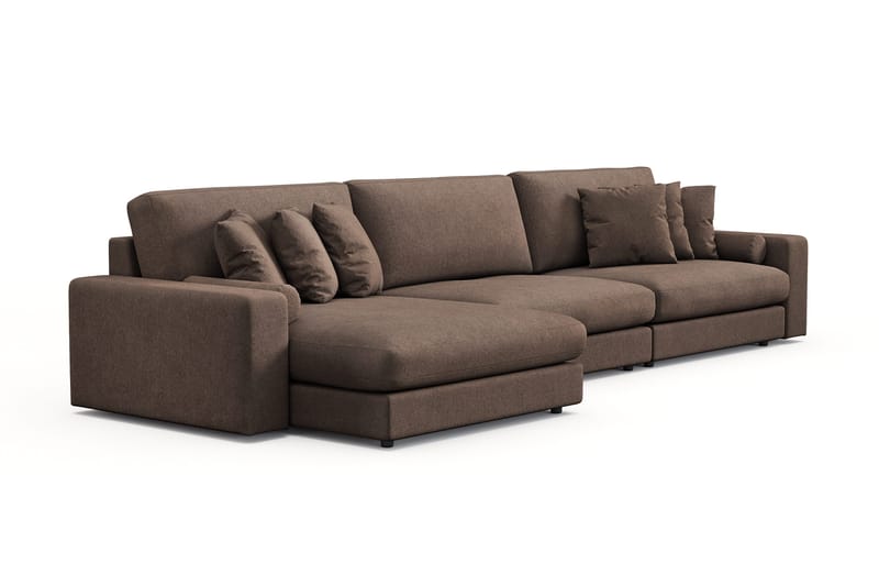 Adelsö by Gynning 6-seter Vendbar L-formet Dyp Divansofa i stoff - Brun - Møbler - Sofaer - Sofaer med sjeselong