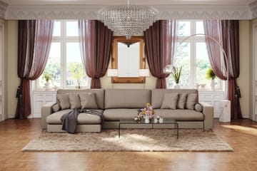 Adelsö by Gynning 6-seter Vendbar L-formet Dyp Divansofa i stoff - Brun - Møbler - Sofaer - Sofaer med sjeselong