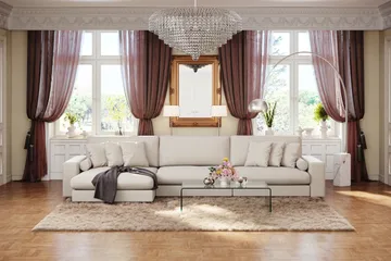 Adelsö by Gynning 6-seter Vendbar L-formet Dyp Divansofa i stoff - Lys beige - Møbler - Sofaer - Sofaer med sjeselong