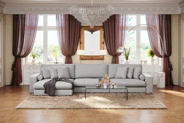 Adelsö by Gynning 6-seter Vendbar L-formet Dyp Divansofa i stoff - Lysegrå - Møbler - Sofaer - Sofaer med sjeselong