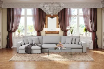 Adelsö by Gynning 6-seter Vendbar L-formet Dyp Divansofa i stoff - Lysegrå - Møbler - Sofaer - Sofaer med sjeselong